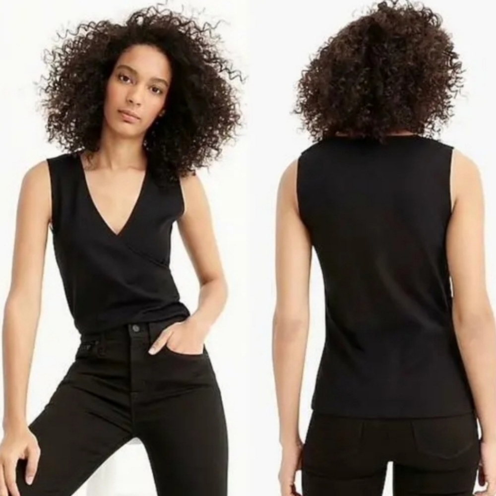 NWT J. Crew 365 Faux-wrap sleeveless top in eco ponte Size Large